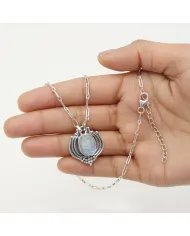 Raw Moonstone Pendant in 925 Sterling Silver – Handmade Boho Jewelry