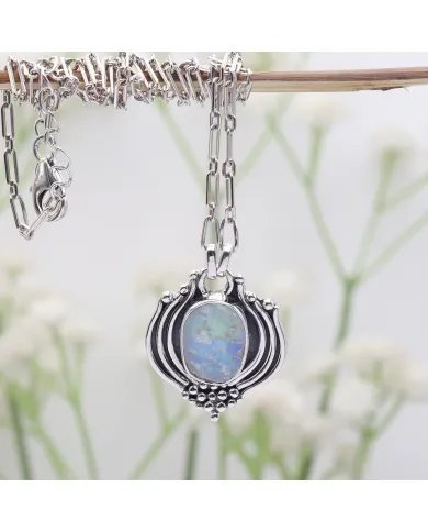 Raw Moonstone Pendant in 925 Sterling Silver – Handmade Boho Jewelry