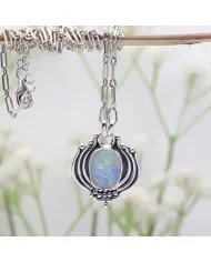 Raw Moonstone Pendant in 925 Sterling Silver – Handmade Boho Jewelry