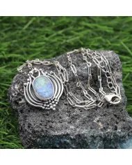 Raw Moonstone Pendant in 925 Sterling Silver – Handmade Boho Jewelry