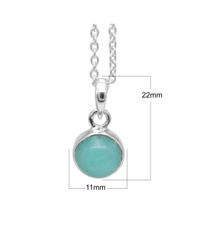 Natural Amazonite Pendant Necklace - 925 Sterling Silver Jewelry