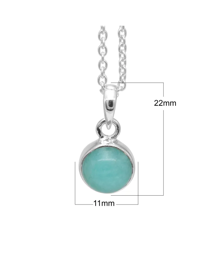 Natural Amazonite Pendant Necklace - 925 Sterling Silver Jewelry