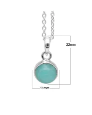 Natural Amazonite Pendant Necklace - 925 Sterling Silver Jewelry