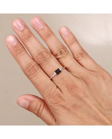 Black Onyx Ring 925 Sterling Silver Minimalist Handmade Dainty Jewelry
