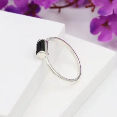 Black Onyx Ring 925 Sterling Silver Minimalist Handmade Dainty Jewelry