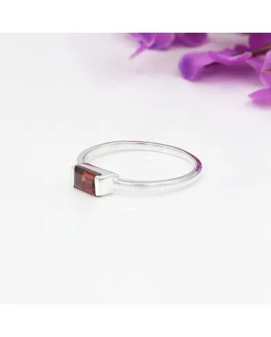 Garnet Ring 925 Sterling Silver - Minimalist Handmade Dainty Jewelry