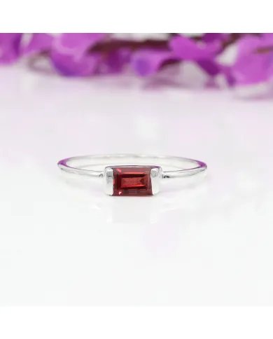 Garnet Ring 925 Sterling Silver - Minimalist Handmade Dainty Jewelry