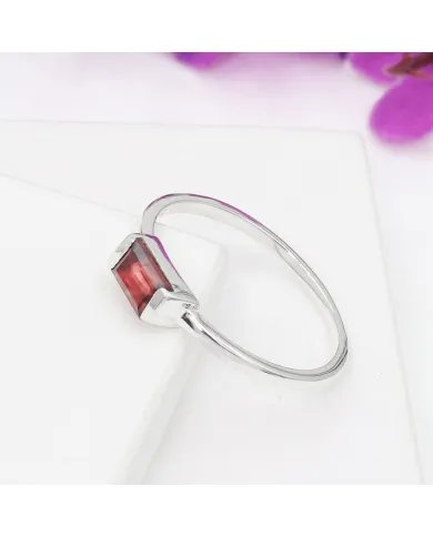 Garnet Ring 925 Sterling Silver - Minimalist Handmade Dainty Jewelry
