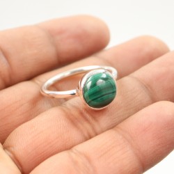 Malachite Ring, Sterling Silver Ring, Love Promise Ring, Minimalist Ring, Handmade Ring, Ring For Women, Taurus Birthstone Ring