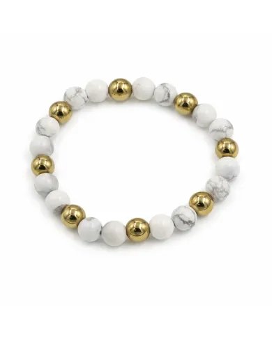 Hematite Pyrite & Howlite Beads Bracelet - Elegant Natural Stone