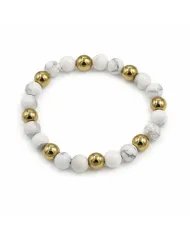 Hematite Pyrite & Howlite Beads Bracelet - Elegant Natural Stone