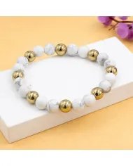 Hematite Pyrite & Howlite Beads Bracelet - Elegant Natural Stone