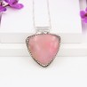 Pink Opal Necklaces, Triangle Pendant, Silver Pendant, Peruvian Pink Opal Pendant, Pendant with Chains, Dainty Pendant for Women