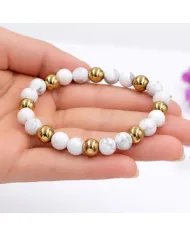 Hematite Pyrite & Howlite Beads Bracelet - Elegant Natural Stone