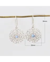 Rainbow Moonstone Flower Earrings - 925 Sterling Silver Dainty Jewelry