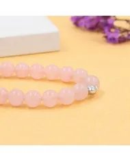 Rose Quartz Beads Bracelet 8mm with Silver Heart – Healing Crystal Love Gift