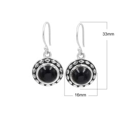 Black Onyx Earrings, Sterling Silver Earrings, Round Onyx Earrings, December Birthstone, Handmade Earrings, Beautiful Earrings