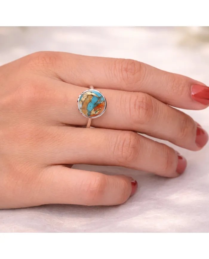 Orange Spiny Turquoise Ring - 925 Sterling Silver Gemstone Jewelry