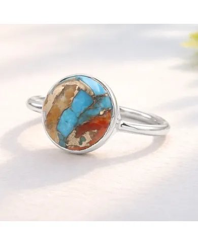 Orange Spiny Turquoise Ring - 925 Sterling Silver Gemstone Jewelry