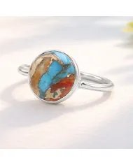 Orange Spiny Turquoise Ring - 925 Sterling Silver Gemstone Jewelry
