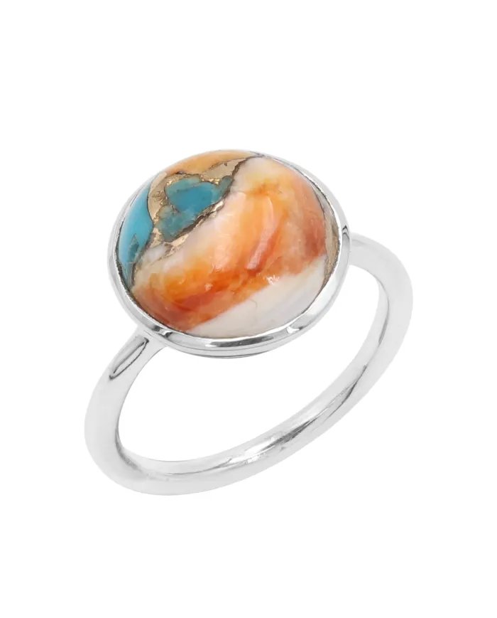 Orange Spiny Turquoise Ring - 925 Sterling Silver Gemstone Jewelry