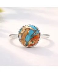 Orange Spiny Turquoise Ring - 925 Sterling Silver Gemstone Jewelry