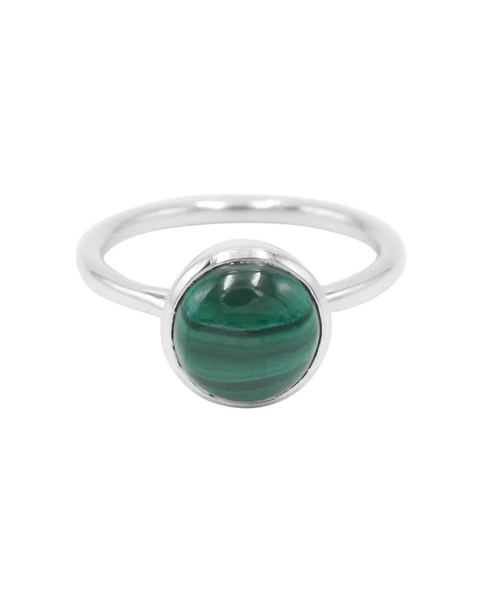 Natural Malachite Ring – Handmade 925 Sterling Silver Minimalist Jewelry