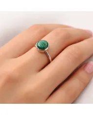 Natural Malachite Ring – Handmade 925 Sterling Silver Minimalist Jewelry