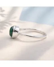 Natural Malachite Ring – Handmade 925 Sterling Silver Minimalist Jewelry