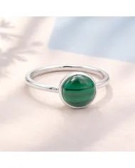 Natural Malachite Ring – Handmade 925 Sterling Silver Minimalist Jewelry