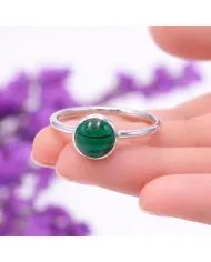 Natural Malachite Ring – Handmade 925 Sterling Silver Minimalist Jewelry