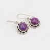 Turquoise Earrings, Sterling Silver Earrings, Round Shape Earring, Purple Stone Earrings, December Birthstone, Ear Wire Earrings