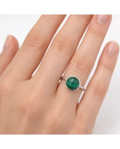 Natural Malachite Ring – Handmade 925 Sterling Silver Minimalist Jewelry