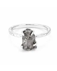 Raw Meteorite Ring - 925 Sterling Silver Handmade Gemstone Jewelry