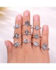 Raw Meteorite Ring - 925 Sterling Silver Handmade Gemstone Jewelry