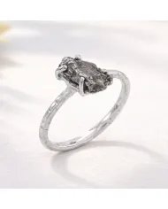 Raw Meteorite Ring - 925 Sterling Silver Handmade Gemstone Jewelry