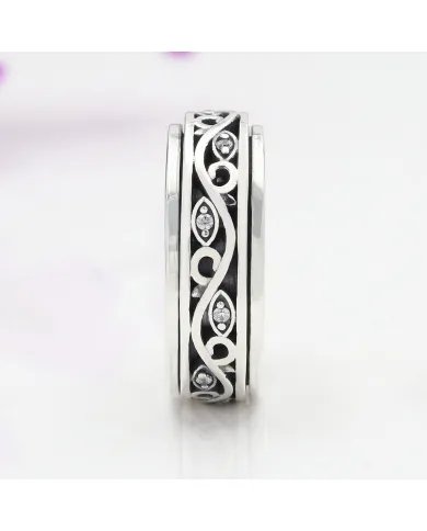 Swarovski Crystal Spinner Ring – 925 Sterling Silver Stress Relief Jewelry