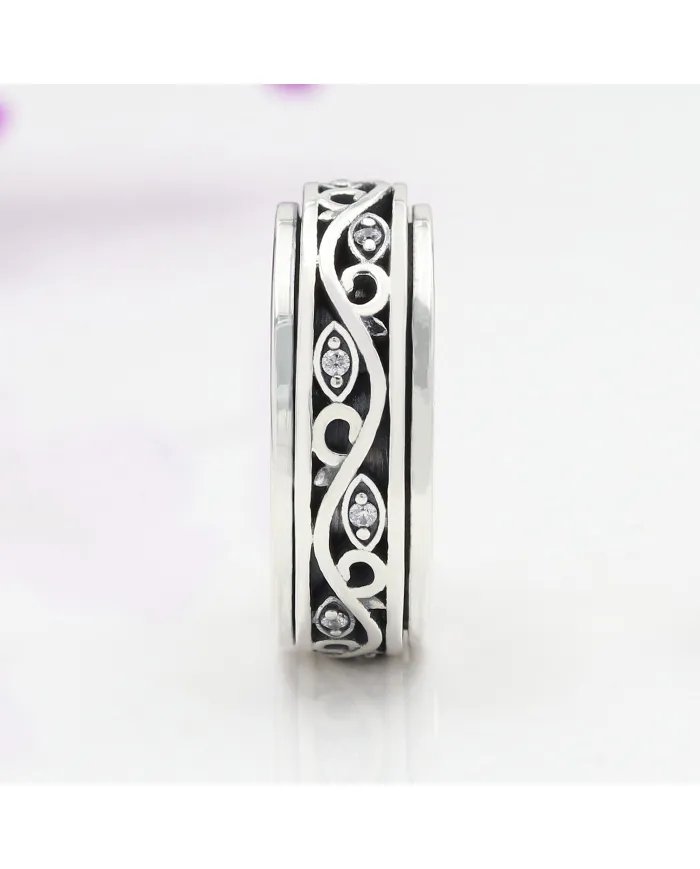 Swarovski Crystal Spinner Ring – 925 Sterling Silver Stress Relief Jewelry