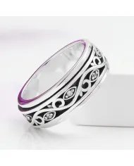 Swarovski Crystal Spinner Ring – 925 Sterling Silver Stress Relief Jewelry
