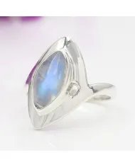 Rainbow Moonstone Ring – Handmade 925 Sterling Silver Statement Jewelry