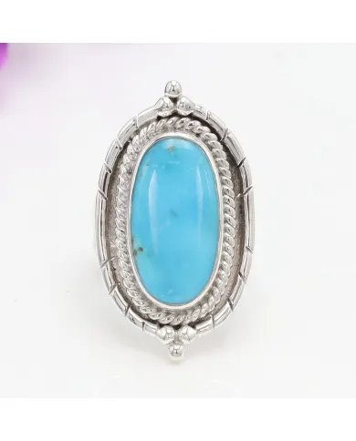 Arizona Turquoise Ring - Sterling Silver Handmade Bohemian Vintage Jewelry