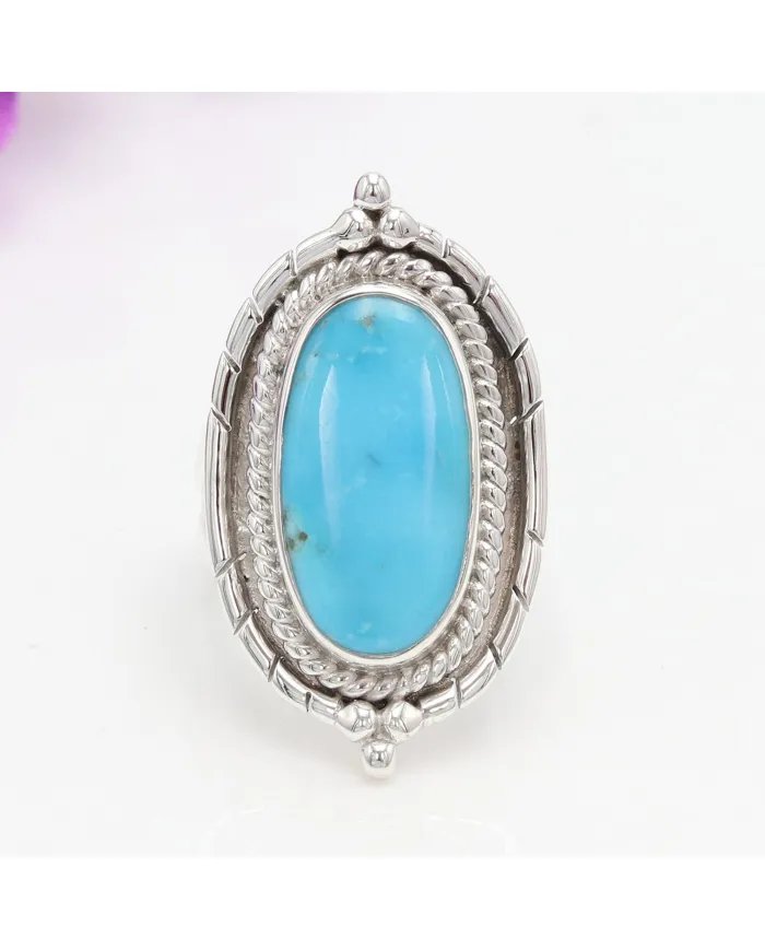 Arizona Turquoise Ring - Sterling Silver Handmade Bohemian Vintage Jewelry