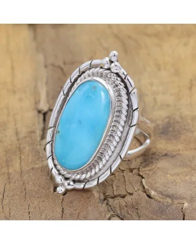 Arizona Turquoise Ring - Sterling Silver Handmade Bohemian Vintage Jewelry