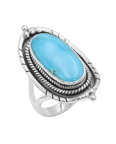 Arizona Turquoise Ring - Sterling Silver Handmade Bohemian Vintage Jewelry