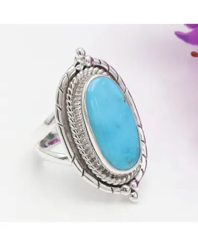 Arizona Turquoise Ring - Sterling Silver Handmade Bohemian Vintage Jewelry