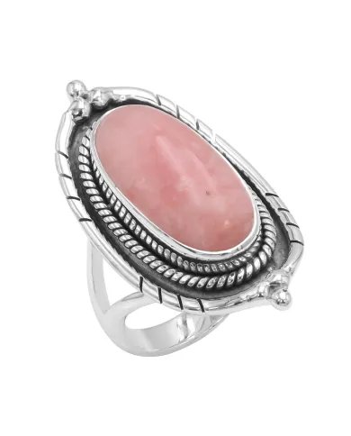 Pink Opal Ring - 925 Sterling Silver Handmade Bohemian Vintage Jewelry