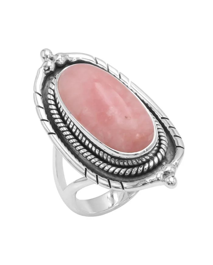 Pink Opal Ring - 925 Sterling Silver Handmade Bohemian Vintage Jewelry