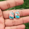 Pink Turquoise Earrings, Rectangle Earrings, Unique Earrings, Ear wire Earrings, Silver Earrings, Beautiful Earrings for Girls