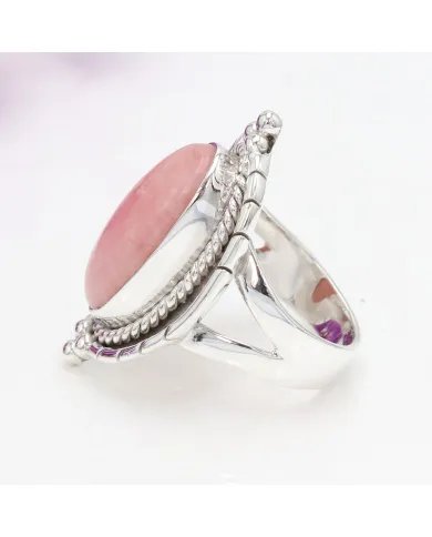 Pink Opal Ring - 925 Sterling Silver Handmade Bohemian Vintage Jewelry