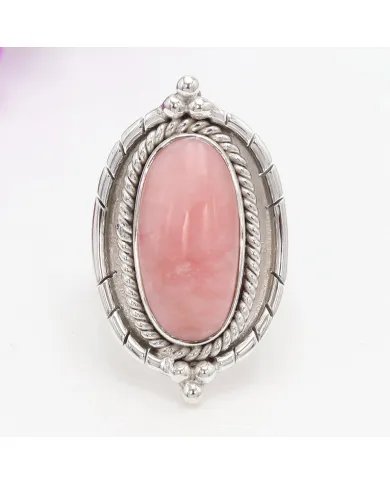 Pink Opal Ring - 925 Sterling Silver Handmade Bohemian Vintage Jewelry